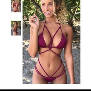 Plumeria Swimwear Ava Bikini Burgundy NWOT